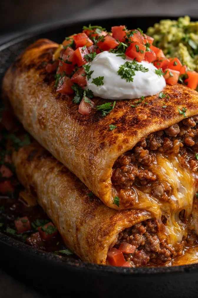 Beef Cheese Chimichangas That Are Perfectly Crispy and Cheesy