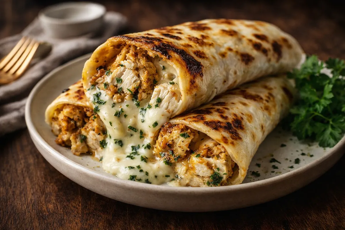 Cheesy Garlic Chicken Wraps: The Ultimate 20-Minute High Protein Meal