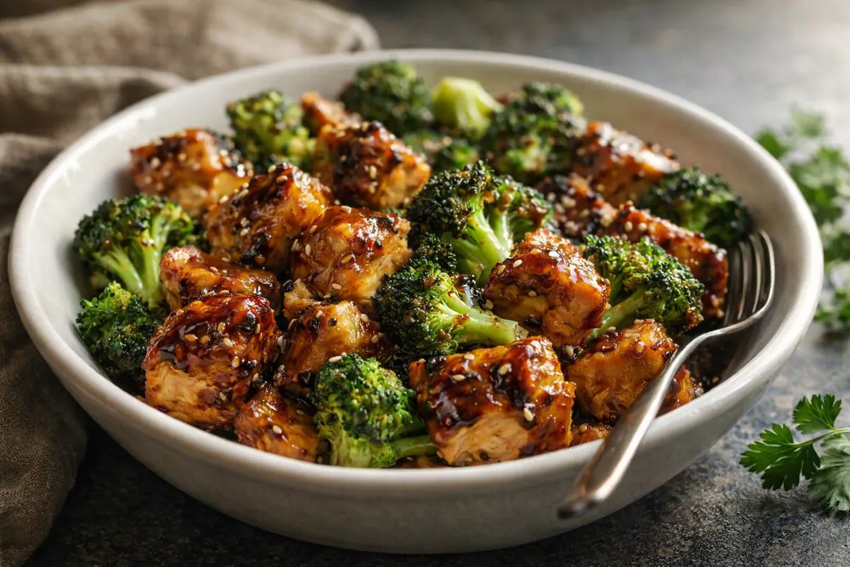 Chicken Broccoli Skillet with Sticky Honey Garlic Glaze