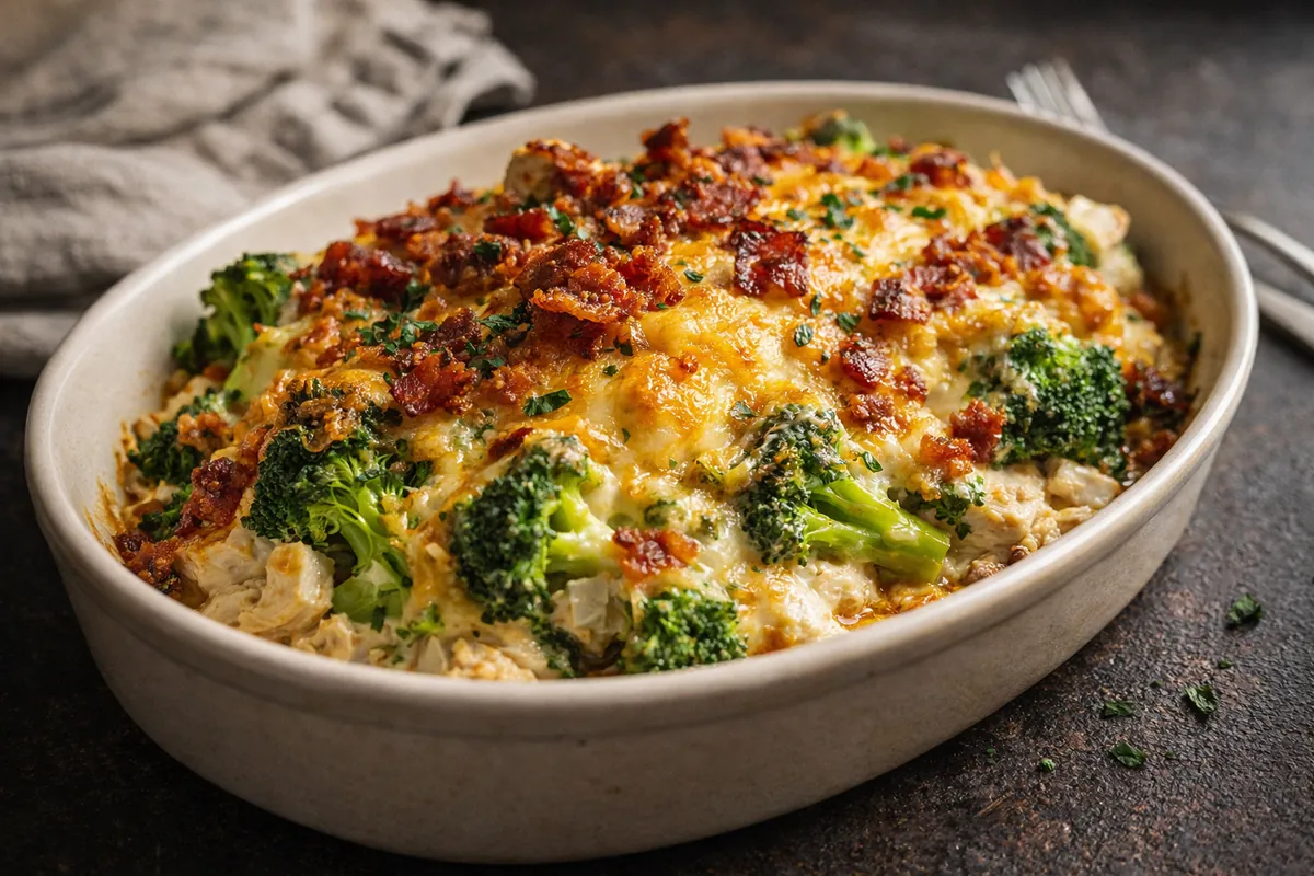 Chicken Casserole with Cheesy Broccoli and Bacon