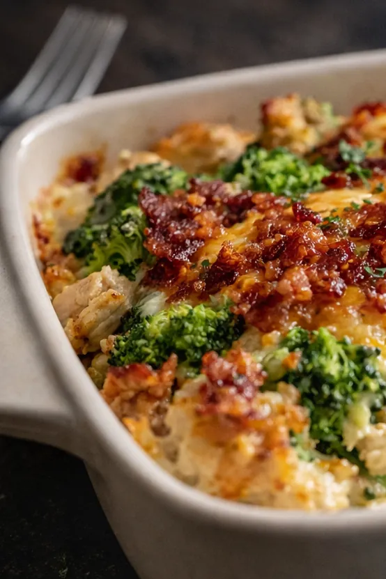 Chicken Casserole with Cheesy Broccoli and Bacon