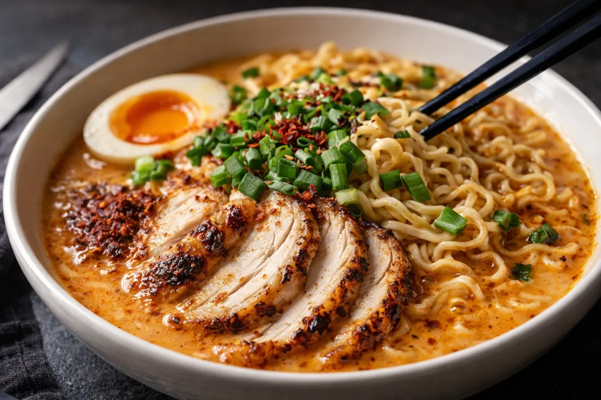 Creamy Garlic Chicken Ramen That Beats Takeout Every Time A Steaming Bowl Of Creamy Garlic Chicken Ramen Topped With Sliced Chicken