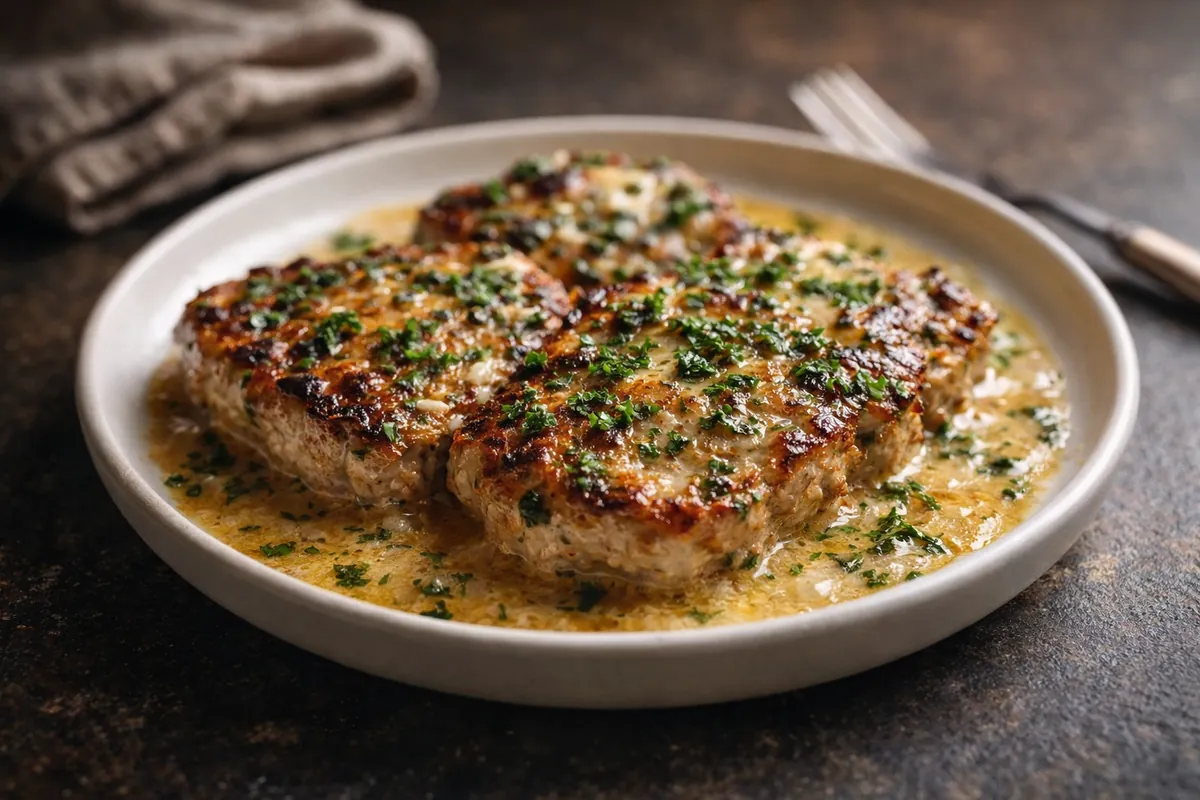 Garlic Parmesan Pork Chops with a Creamy Garlic Butter Sauce