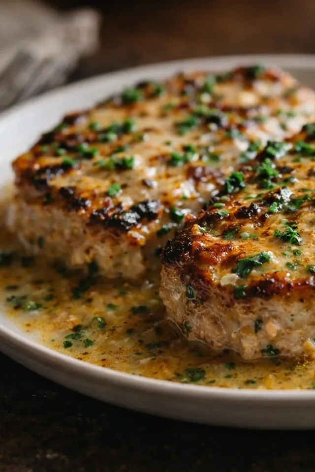 Garlic Parmesan Pork Chops with a Creamy Garlic Butter Sauce