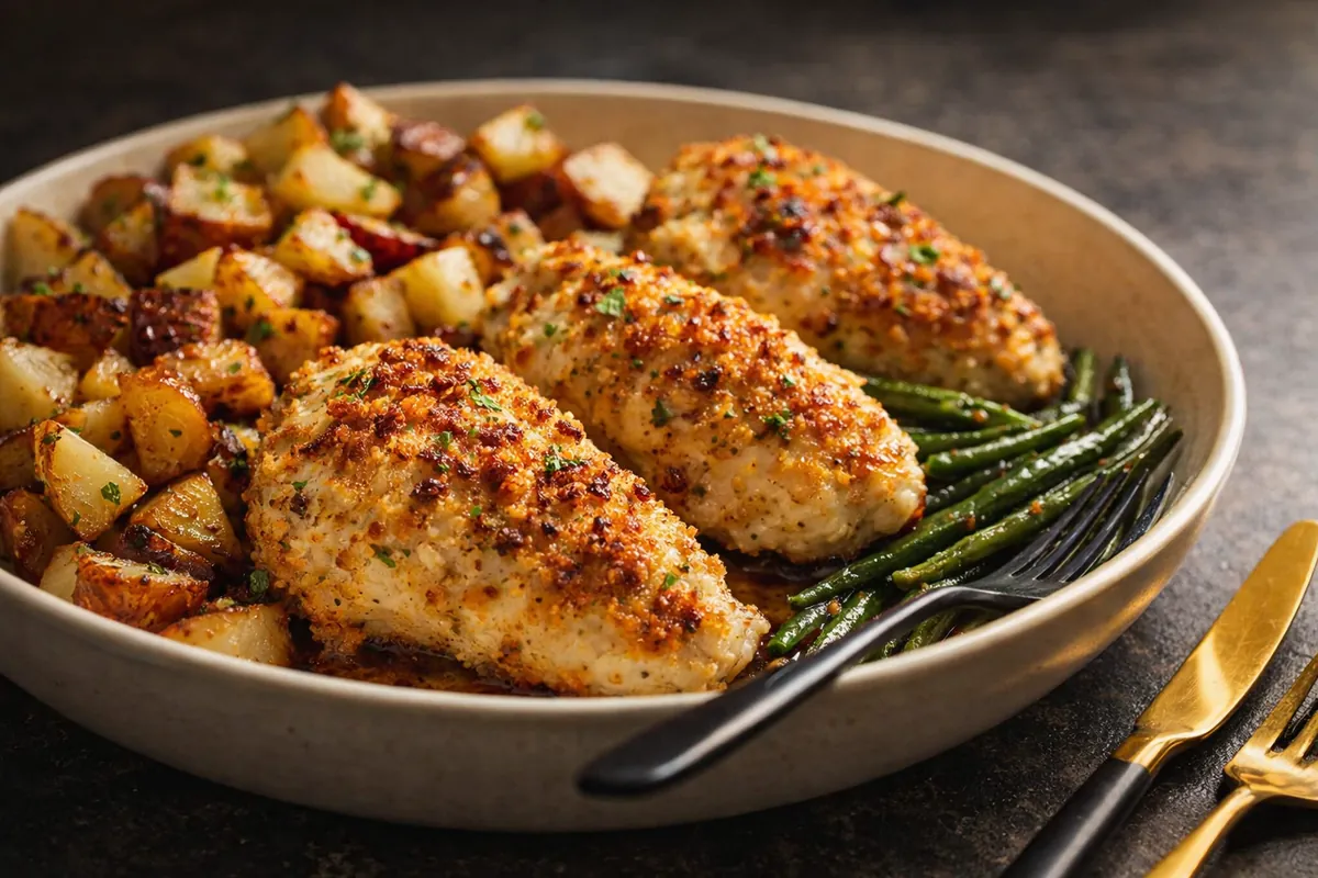 Parmesan Crusted Chicken Sheet Pan Dinner for Easy Weeknights