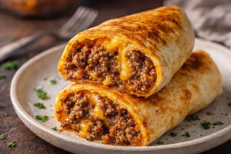 A Plate Of Golden Crispy Beef Chimichangas For Easy Dinner Ideas Topped