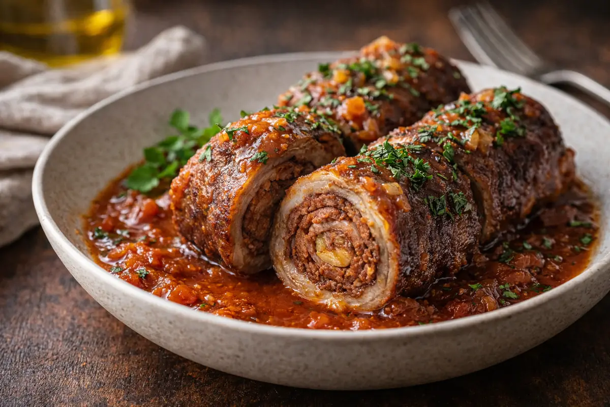 Saucy Beef Braciole easy dinner ideas