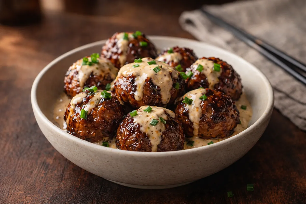 Saucy Korean BBQ Meatballs Spicy Mayo Dip Quick Dinner Ideas