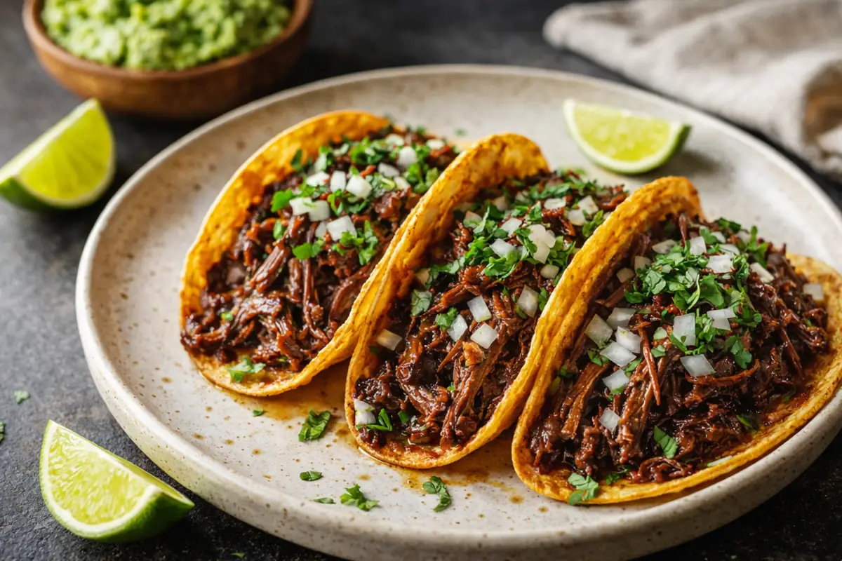 Crispy Chuck Roast Tacos for Quick Dinner Ideas A Plate Of Crispy Chuck Roast Tacos For Quick Dinner Ideas Topped