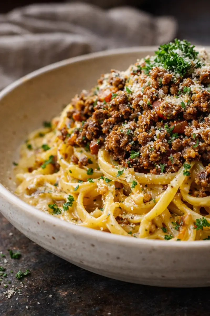 Creamy Parmesan Beef Linguine Garlic Butter Sauce Quick Dinner Ideas