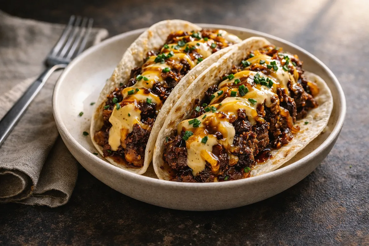 Crispy Garlic Butter Honey BBQ Beef Tacos for Easy Dinner Ideas