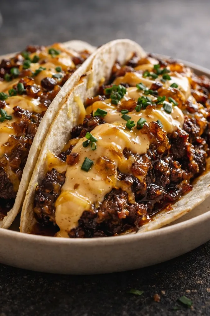 Crispy Garlic Butter Honey BBQ Beef Tacos for Easy Dinner Ideas