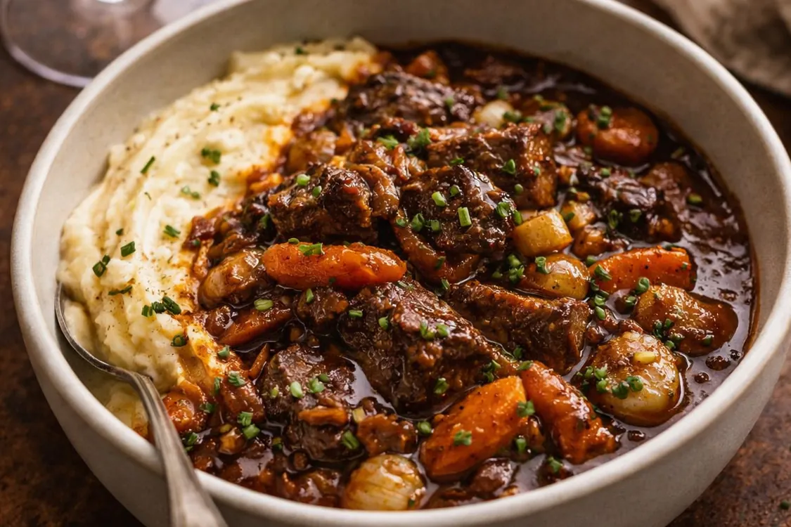 Tender Beef Bourguignon Dinner Ideas for Family A Rustic Dutch Oven Filled With Tender Beef Bourguignon Dinner Ideas For