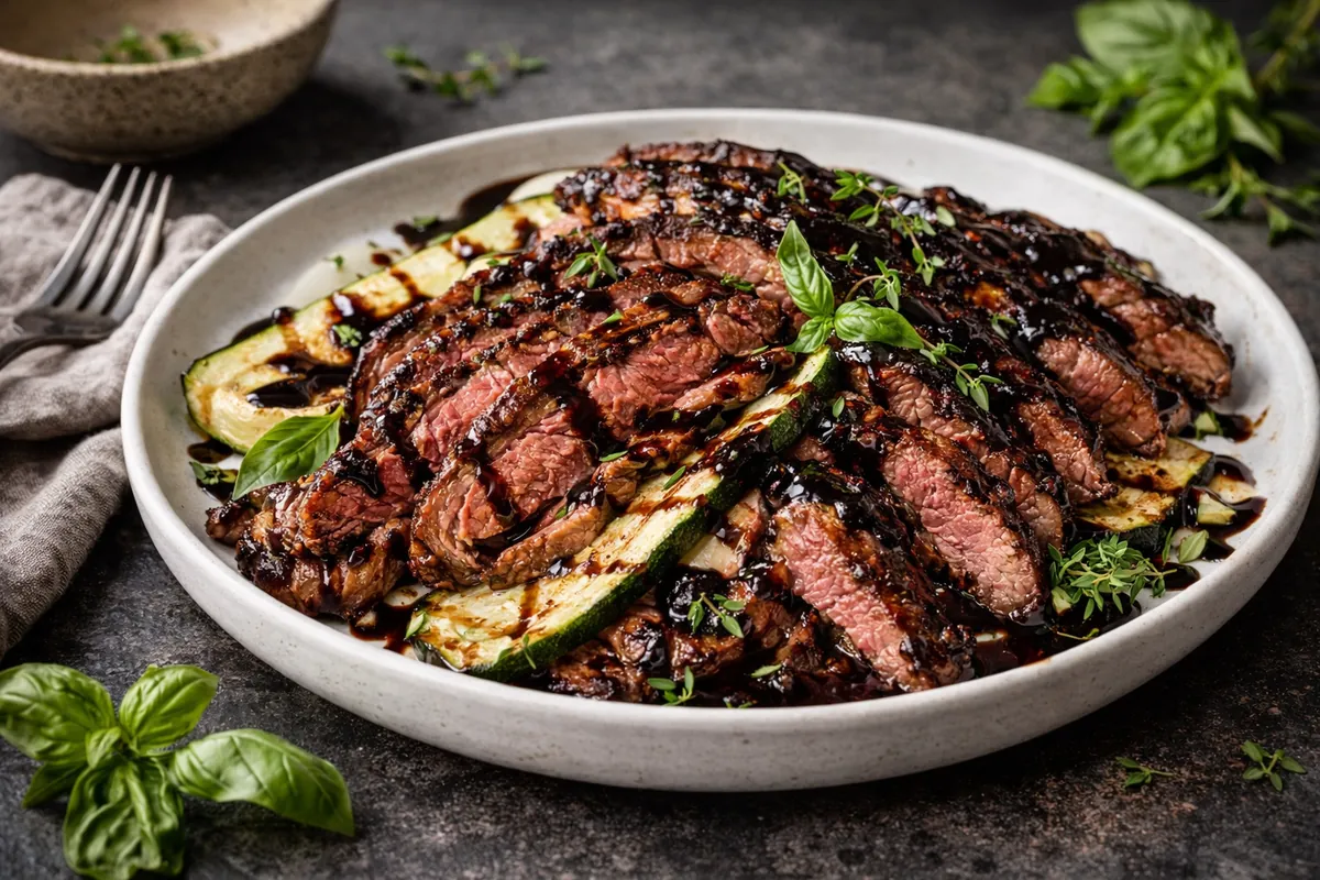 Juicy Balsamic Flank Steak Zucchini Whipped Feta Low Carb Meals