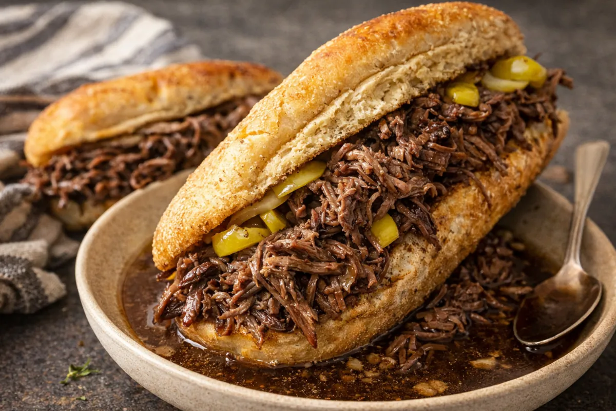 Cheesy Slow Cooker Italian Beef Sandwich Easy Dinner Ideas A Cheesy Slow Cooker Italian Beef Sandwich Easy Dinner Ideas With Melted