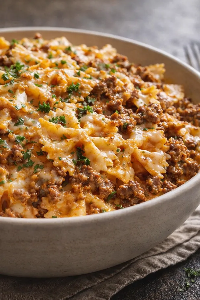 Creamy Cajun Ground Beef Alfredo Bowties 30 Minute Meals