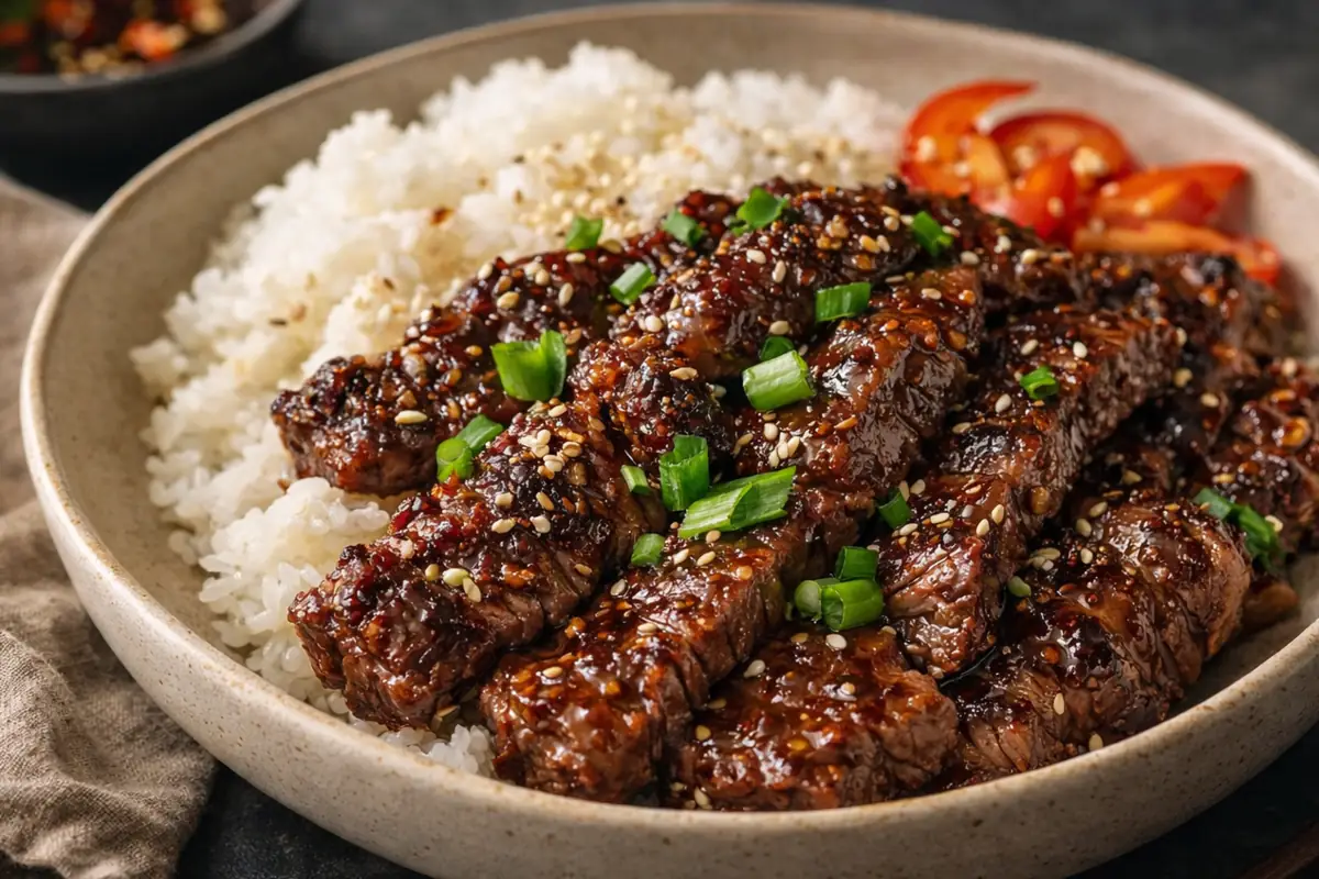Saucy Beef Yakiniku for Quick Dinner Ideas A Plate Of Saucy Beef Yakiniku For Quick Dinner Ideas With Sesame