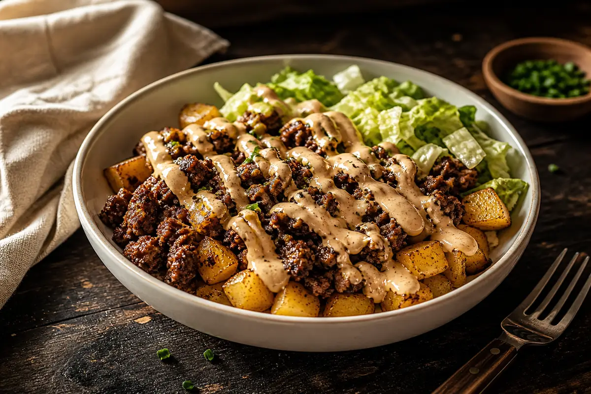Loaded Smash Burger Bowl for Easy Dinners