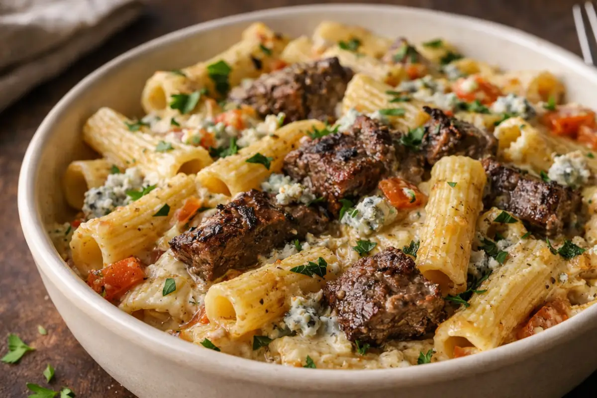 A Bubbling Cheesy Steak Blue Cheese Rigatoni Bake For Epic Dinner Ideas