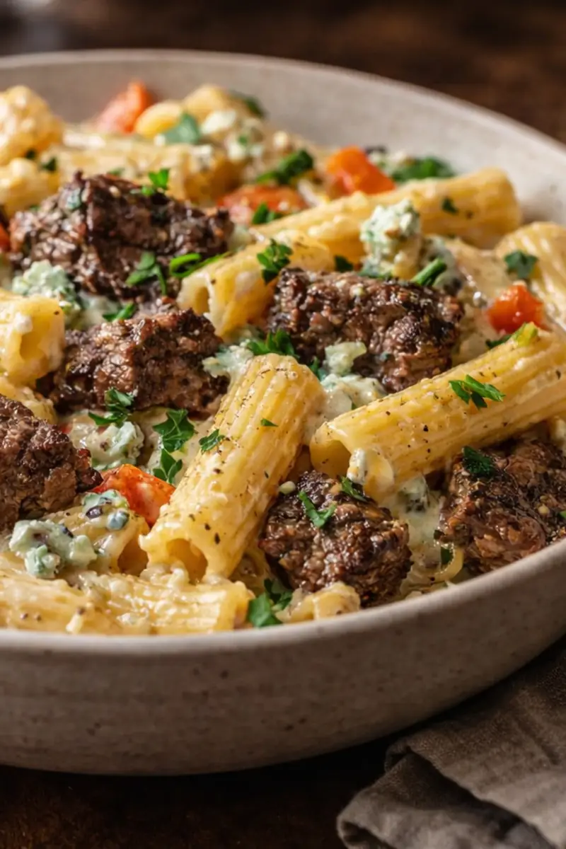 Cheesy Steak Blue Cheese Rigatoni Bake for Epic Dinner Ideas