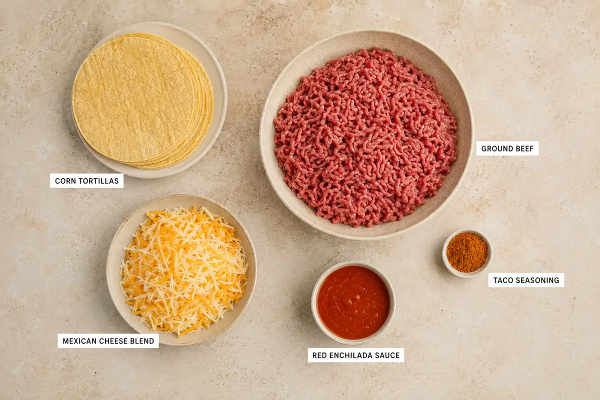 Cheesy 5 Ingredient Beef Enchiladas for Busy Weeknights
