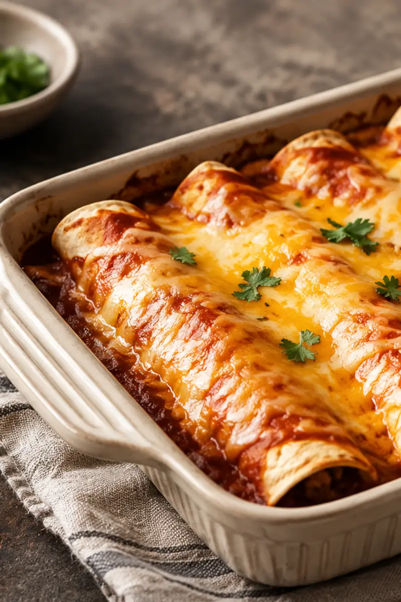 Cheesy 5 Ingredient Beef Enchiladas for Busy Weeknights