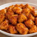 Crispy Baked Orange Chicken for Busy Weeknights Crispy Baked Orange Chicken For Busy Weeknights In A White Dish With