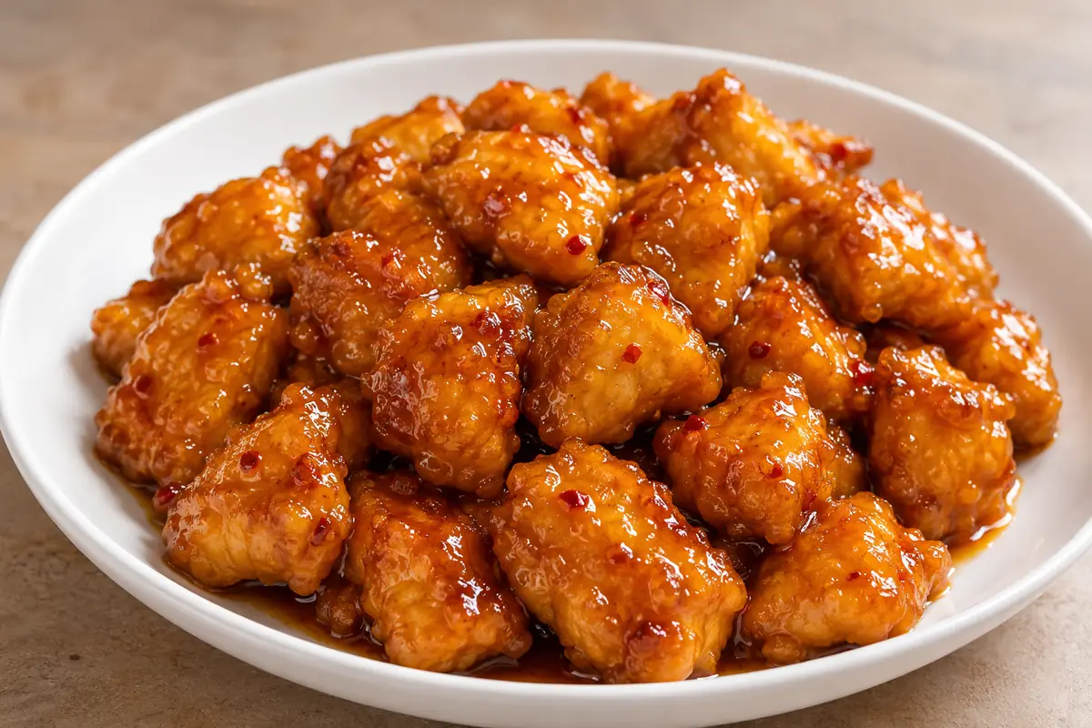 Crispy Baked Orange Chicken For Busy Weeknights In A White Dish With