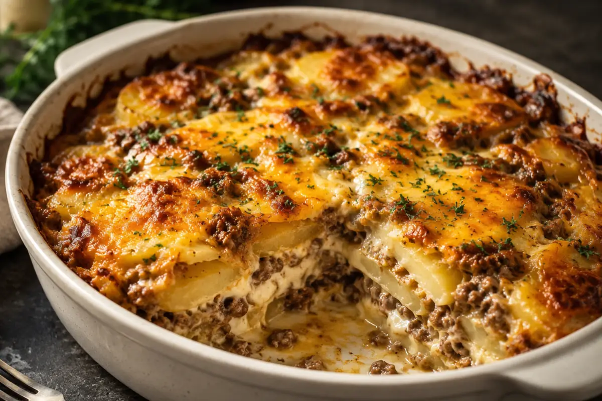 Cheesy Hamburger Potato Casserole for Busy Weeknights Cheesy Hamburger Potato Casserole For Busy Weeknights With Bubbling Golden Cheddar Topping