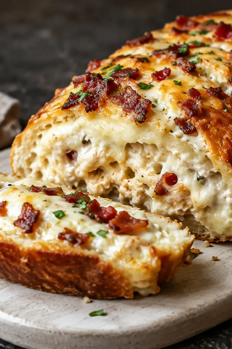 Crispy Chicken Bacon Ranch Stuffed Bread for Easy Dinners