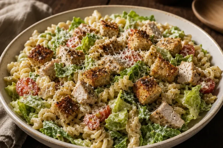 Crunchy Chicken Caesar Pasta Salad For Meal Prep With Golden Chicken And