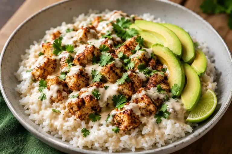 Loaded Coconut Chicken Rice Bowl For Easy Dinners With Coconut Rice, Creamy