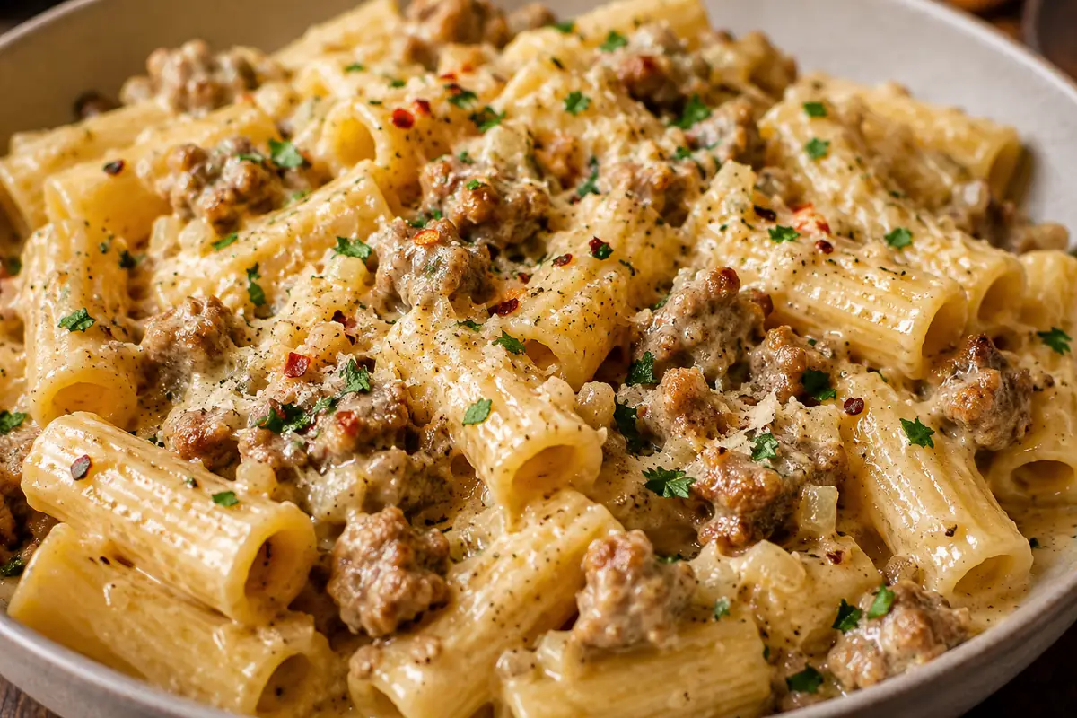 Creamy Italian Sausage Rigatoni For Busy Weeknights With Browned Sausage And Parsley