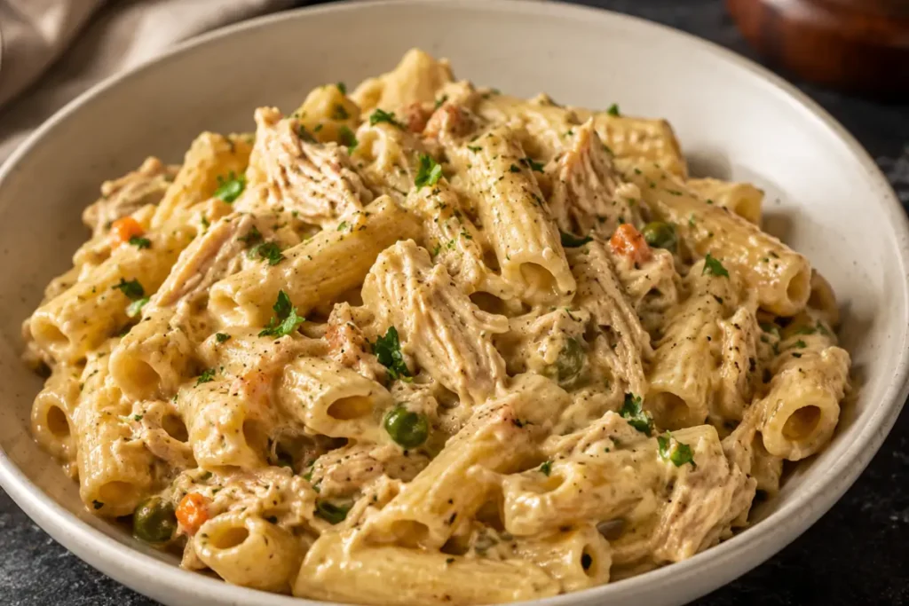 Creamy Crock Pot Chicken Pot Pie Pasta For Busy Weeknights In A
