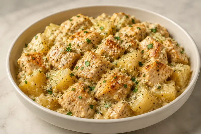 Creamy Crockpot Garlic Parmesan Chicken And Potatoes For Meal Prep In A
