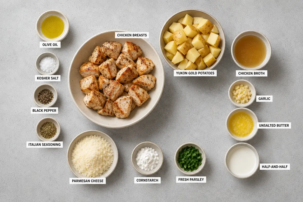 Creamy Crockpot Garlic Parmesan Chicken and Potatoes for Meal Prep