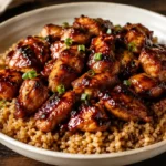 Sticky Honey BBQ Chicken And Rice For Busy Weeknights With Glossy Diced