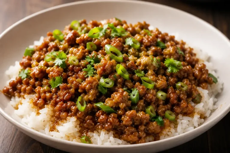 Saucy Honey Garlic Ground Turkey For Easy Dinners Over White Rice With