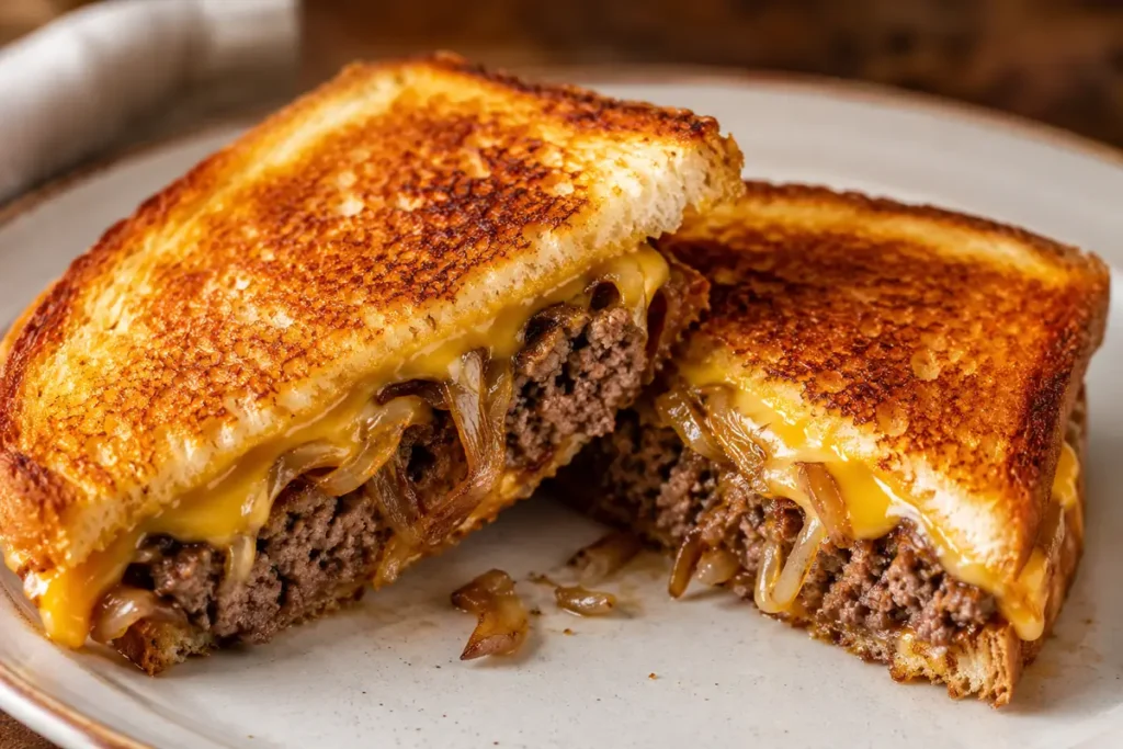 Cheesy Patty Melt For Easy Dinners With Melted Cheese And Browned Ground