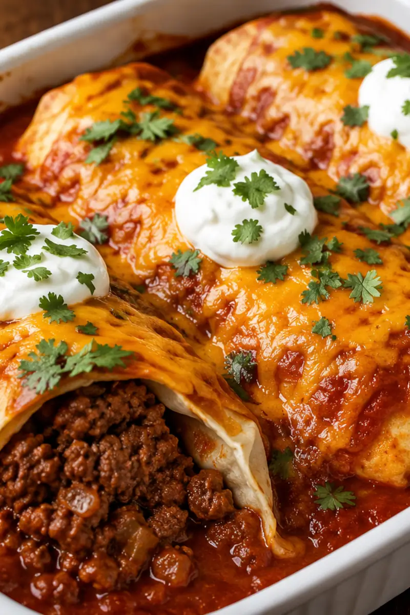 Smothered Ground Beef Burritos for Easy Dinners