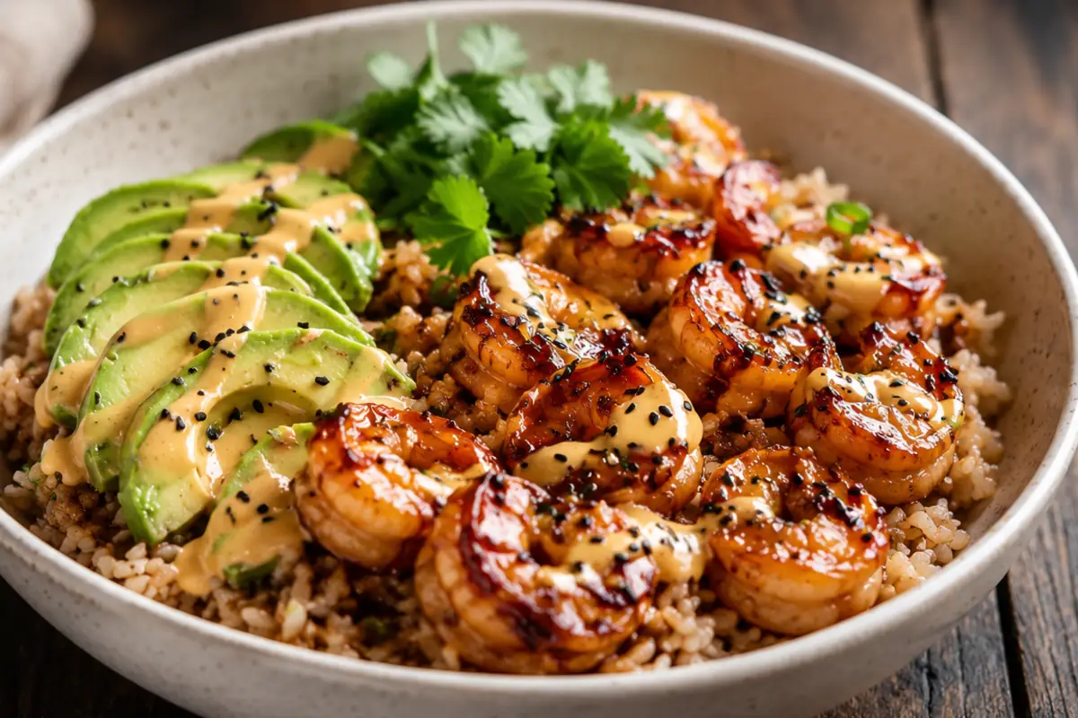 Loaded Teriyaki Shrimp Rice Bowls for Busy Weeknights Loaded Teriyaki Shrimp Rice Bowls For Busy Weeknights With Glossy Shrimp And