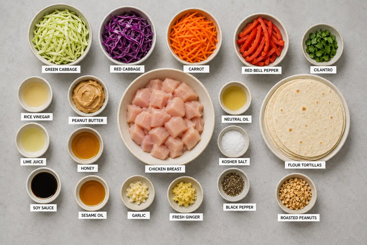 Thai Chicken Wrap with Crunchy Asian Slaw for Easy Dinners