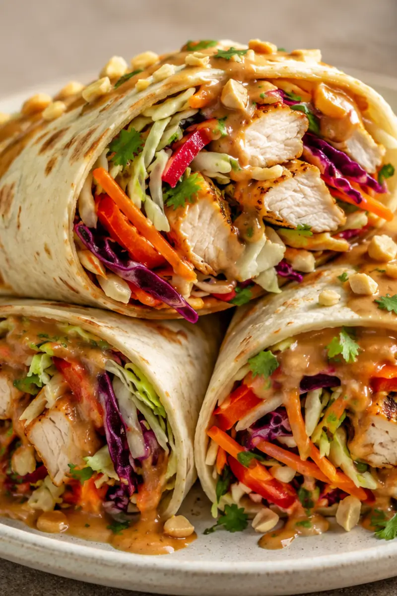 Thai Chicken Wrap with Crunchy Asian Slaw for Easy Dinners