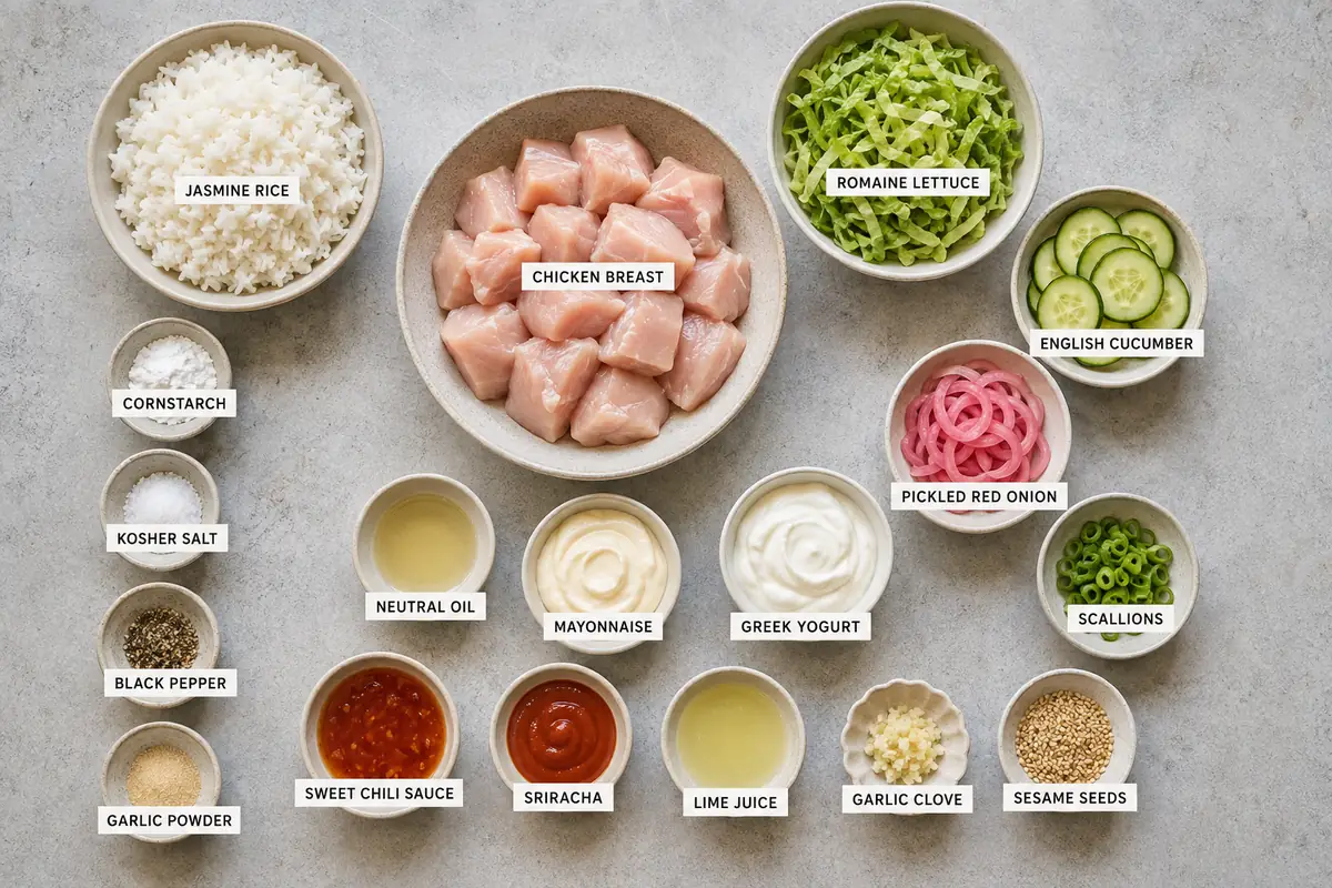 Loaded Bang Bang Chicken Bowl High Protein Dinner Ideas