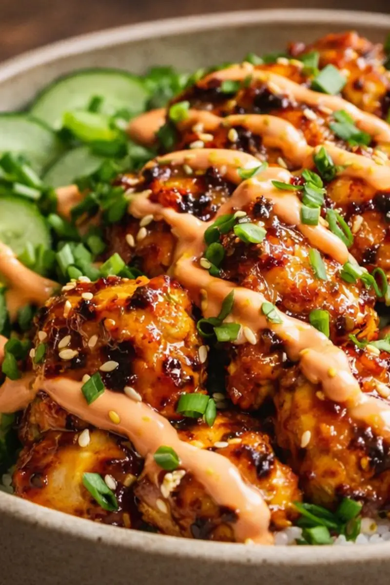 Loaded Bang Bang Chicken Bowl High Protein Dinner Ideas