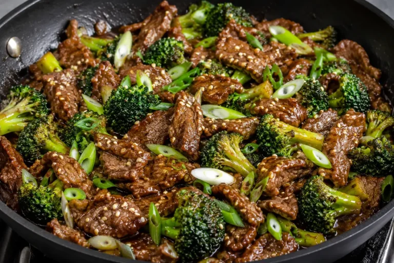 Saucy Beef With Broccoli For Easy Dinners In Glossy Sauce, Topped With
