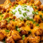 Cheesy Taco Potatoes For Easy Dinners Topped With Melted Cheddar, Sour Cream,