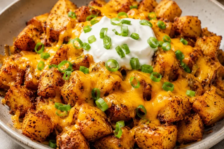 Cheesy Taco Potatoes For Easy Dinners Topped With Melted Cheddar, Sour Cream,