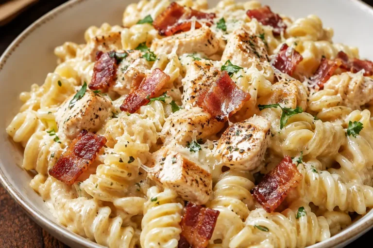Creamy Chicken Bacon Ranch Pasta For Easy Dinners With Rotini, Chicken Chunks,