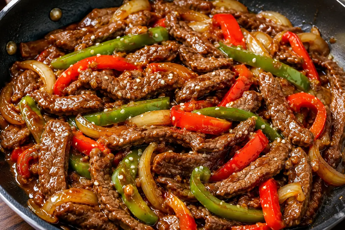 Saucy Chinese Pepper Steak For Easy Dinners With Peppers, Onions, Sesame, And